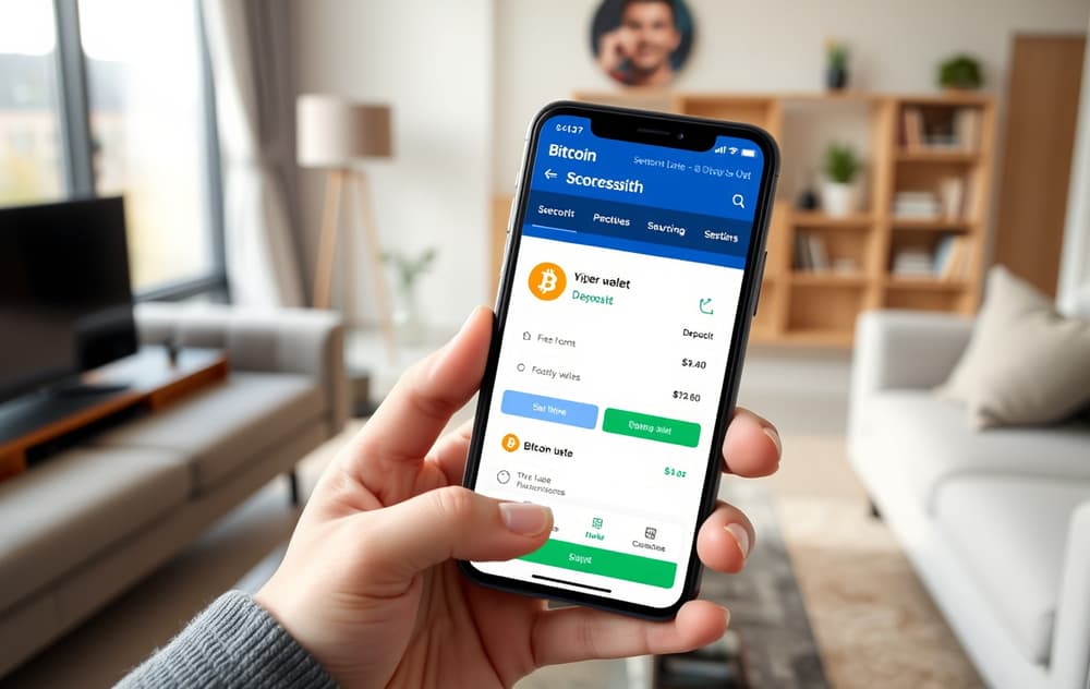 Person overfører Bitcoin til en bookmaker via mobil-lommebok