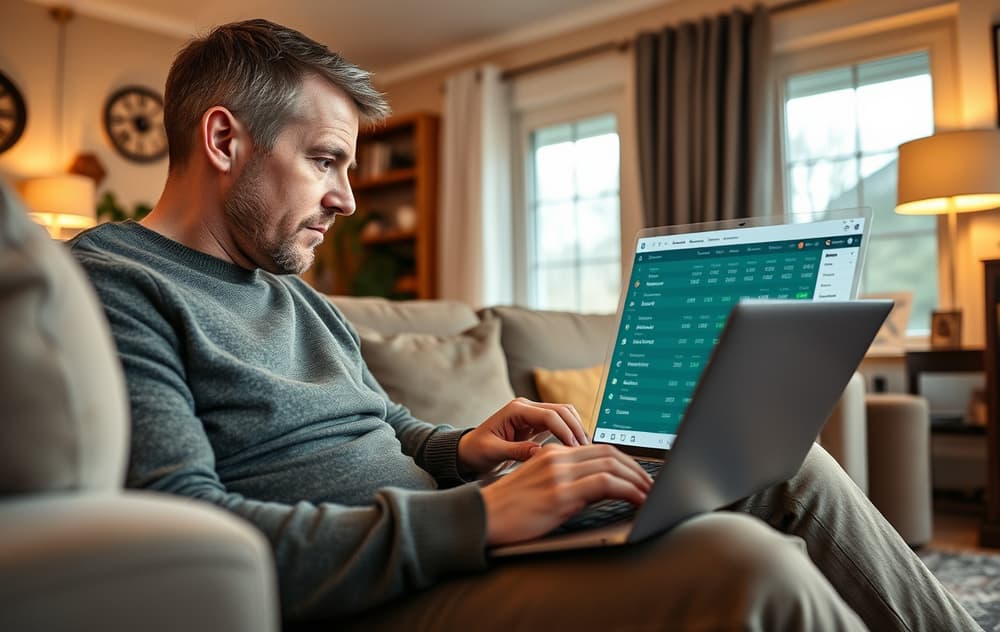 Norsk oddsspiller som sammenligner bettingsider på laptop med fotballodds synlig