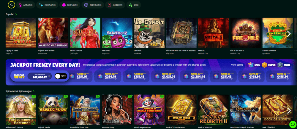 Reblz casino – skjermbilde fra nettsiden